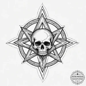 Tattoo sketch pentagram with a skull, ink ill... - эскиз тату (№1756044887_0, 24.08.2025 14:14) — tattoo-photo.ru