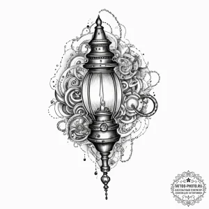Tattoo sketch steampunk stylized gas lamp, ta... - эскиз тату (№1756045281_0, 24.08.2025 14:21) — tattoo-photo.ru