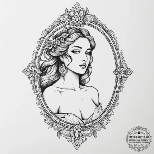 Tattoo sketch aphrodite with a mirror, tattoo... - эскиз тату (№1756045670_0, 24.08.2025 14:27) — tattoo-photo.ru