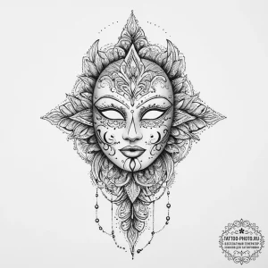 Tattoo sketch mask, ink illustration for tatt... - эскиз тату (№1756048823_0, 24.08.2025 15:20) — tattoo-photo.ru