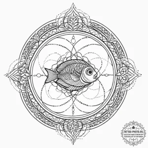 Tattoo sketch vesica piscis with a fish, conc... - эскиз тату (№1756051245_0, 24.08.2025 16:00) — tattoo-photo.ru