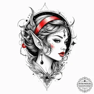 Tattoo sketch cosmic elf, tattoo flash sheet... - эскиз тату (№1756053222_0, 24.08.2025 16:33) — tattoo-photo.ru