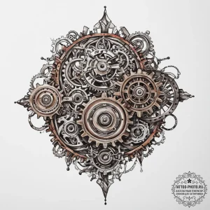 Tattoo sketch steampunk gears and cogs, ink i... - эскиз тату (№1756053812_0, 24.08.2025 16:43) — tattoo-photo.ru
