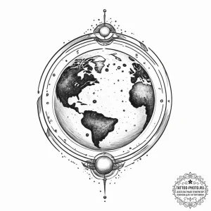 Tattoo sketch cosmic earth - эскиз тату (№1756054402_0, 24.08.2025 16:53) — tattoo-photo.ru