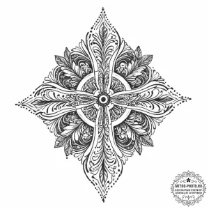 Tattoo sketch slavic embroidery pattern with... - эскиз тату (№1756055390_0, 24.08.2025 17:09) — tattoo-photo.ru