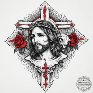 Tattoo sketch jesus with lamb, tattoo line ar... - эскиз тату (№1756055982_0, 24.08.2025 17:19) — tattoo-photo.ru