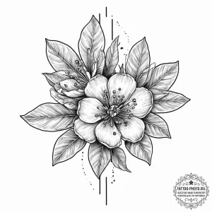 Tattoo sketch pomegranate blossom, tattoo dra... - эскиз тату (№1756060540_0, 24.08.2025 18:35) — tattoo-photo.ru