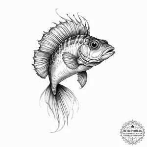 Tattoo sketch blenny, ink illustration for ta... - эскиз тату (№1756062141_0, 24.08.2025 19:02) — tattoo-photo.ru
