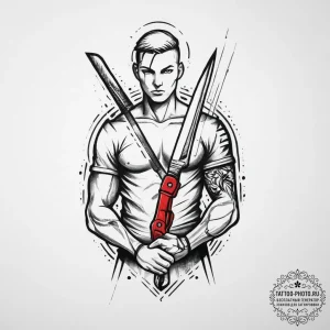 Tattoo sketch soldier with a scissors, tattoo... - эскиз тату (№1756064755_0, 24.08.2025 19:45) — tattoo-photo.ru