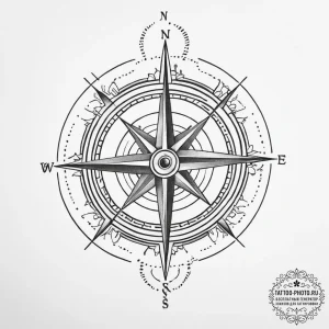 Tattoo sketch compass needle - эскиз тату (№1756065570_0, 24.08.2025 19:59) — tattoo-photo.ru