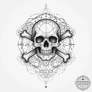 Tattoo sketch skull and crossbones, tattoo li... - эскиз тату (№1756065966_0, 24.08.2025 20:06) — tattoo-photo.ru