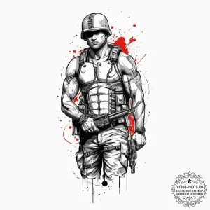 Tattoo sketch soldier with a chain, concept a... - эскиз тату (№1756067376_0, 24.08.2025 20:29) — tattoo-photo.ru