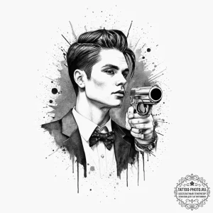 Tattoo sketch pretty boy floyd with a gun, ta... - эскиз тату (№1756096776_0, 25.08.2025 04:39) — tattoo-photo.ru