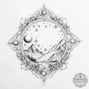 Tattoo sketch cosmic land - эскиз тату (№1756097580_0, 25.08.2025 04:53) — tattoo-photo.ru
