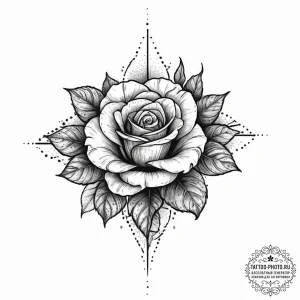 Tattoo sketch cross with a rose, tattoo flash... - эскиз тату (№1756098179_0, 25.08.2025 05:02) — tattoo-photo.ru