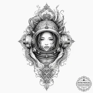 Tattoo sketch deep sea diver, tattoo line art... - эскиз тату (№1756100172_0, 25.08.2025 05:36) — tattoo-photo.ru