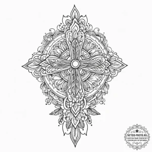 Tattoo sketch slavic embroidery pattern with... - эскиз тату (№1756100369_0, 25.08.2025 05:39) — tattoo-photo.ru