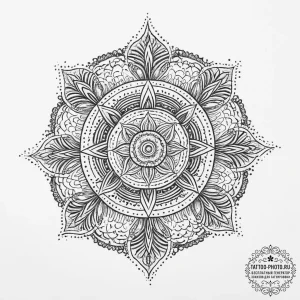 Tattoo sketch om symbol in a mandala pattern,... - эскиз тату (№1756101355_0, 25.08.2025 05:55) — tattoo-photo.ru