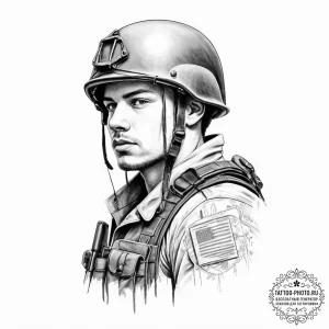 Tattoo sketch soldier with a map, tattoo draw... - эскиз тату (№1756105741_0, 25.08.2025 07:09) — tattoo-photo.ru