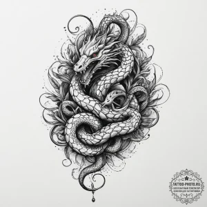 Tattoo sketch hydra, ink illustration for tat... - эскиз тату (№1756110373_0, 25.08.2025 08:26) — tattoo-photo.ru