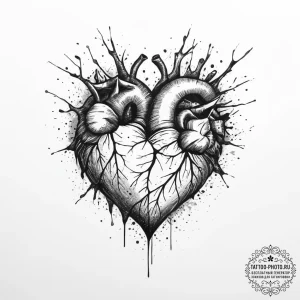 Tattoo sketch узор в виде разбитого сердца, t... - эскиз тату (№1756114188_0, 25.08.2025 09:29) — tattoo-photo.ru