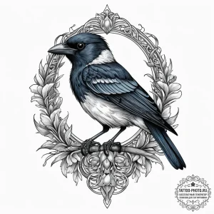 Tattoo sketch jackdaw, artistic tattoo sketch... - эскиз тату (№1756115193_0, 25.08.2025 09:46) — tattoo-photo.ru