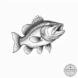 Tattoo sketch smallmouth bass - эскиз тату (№1756120111_0, 25.08.2025 11:08) — tattoo-photo.ru