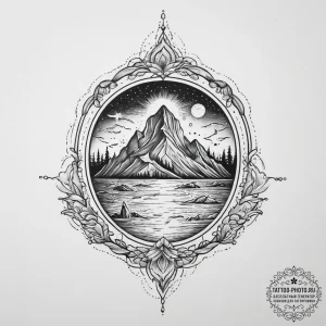 Tattoo sketch magical aurora borealis, tattoo... - эскиз тату (№1756122073_0, 25.08.2025 11:41) — tattoo-photo.ru