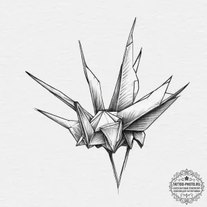 Tattoo sketch papercraft an origami crane, in... - эскиз тату (№1756122270_0, 25.08.2025 11:44) — tattoo-photo.ru