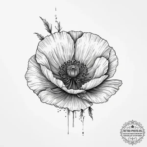 Tattoo sketch poppy flower, tattoo sketch des... - эскиз тату (№1756127635_0, 25.08.2025 13:13) — tattoo-photo.ru
