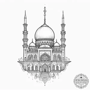 Tattoo sketch mosque silhouette, tattoo line... - эскиз тату (№1756128833_0, 25.08.2025 13:33) — tattoo-photo.ru
