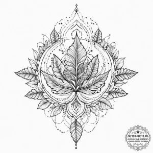 Tattoo sketch fern with a dewdrop, tattoo fla... - эскиз тату (№1756129230_0, 25.08.2025 13:40) — tattoo-photo.ru