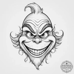 Tattoo sketch the grinch with a tooth, tattoo... - эскиз тату (№1756133765_0, 25.08.2025 14:56) — tattoo-photo.ru