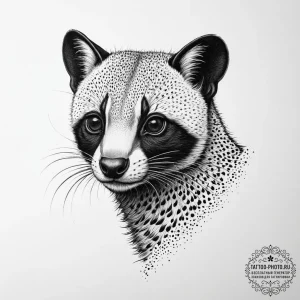 Tattoo sketch civet, tattoo line art, dotwork... - эскиз тату (№1756137719_0, 25.08.2025 16:01) — tattoo-photo.ru
