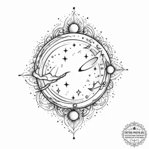 Tattoo sketch cosmic world - эскиз тату (№1756142838_0, 25.08.2025 17:27) — tattoo-photo.ru