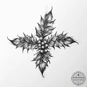 Tattoo sketch holly berry, tattoo sketch desi... - эскиз тату (№1756144242_0, 25.08.2025 17:50) — tattoo-photo.ru