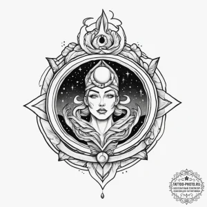 Tattoo sketch cosmic character, ink illustrat... - эскиз тату (№1756145425_0, 25.08.2025 18:10) — tattoo-photo.ru