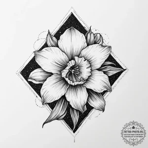 Tattoo sketch daffodil flower, artistic tatto... - эскиз тату (№1756145819_0, 25.08.2025 18:16) — tattoo-photo.ru