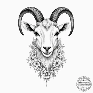 Tattoo sketch goat, ink illustration for tatt... - эскиз тату (№1756146805_0, 25.08.2025 18:33) — tattoo-photo.ru