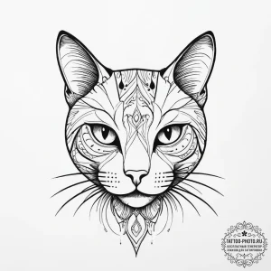 Tattoo sketch абстрактная кошка, artistic tat... - эскиз тату (№1756147591_0, 25.08.2025 18:46) — tattoo-photo.ru