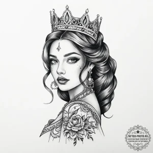 Tattoo sketch princess tattoo, artistic tatto... - эскиз тату (№1756149374_0, 25.08.2025 19:16) — tattoo-photo.ru
