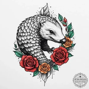 Tattoo sketch pangolin, concept art for tatto... - эскиз тату (№1756150199_0, 25.08.2025 19:29) — tattoo-photo.ru