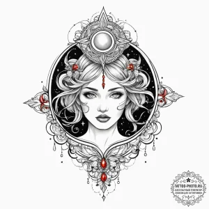 Tattoo sketch celestial tattoo, concept art f... - эскиз тату (№1756150394_0, 25.08.2025 19:33) — tattoo-photo.ru