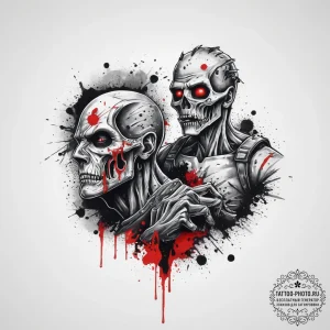 Tattoo sketch soldier with a zombie, concept... - эскиз тату (№1756150792_0, 25.08.2025 19:39) — tattoo-photo.ru