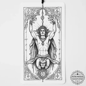 Tattoo sketch tarot card hanged man - эскиз тату (№1756150987_0, 25.08.2025 19:43) — tattoo-photo.ru