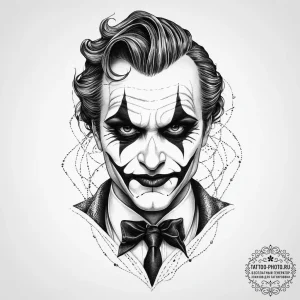 Tattoo sketch joker with a face paint, tattoo... - эскиз тату (№1756153206_0, 25.08.2025 20:20) — tattoo-photo.ru