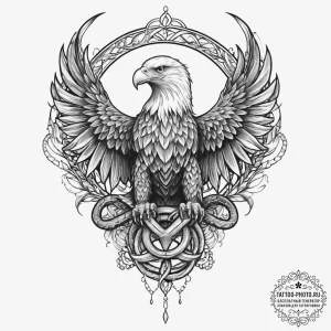 Tattoo sketch eagle holding a snake, tattoo d... - эскиз тату (№1756154203_0, 25.08.2025 20:36) — tattoo-photo.ru