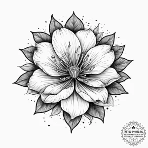 Tattoo sketch clematis flower, concept art fo... - эскиз тату (№1756156016_0, 25.08.2025 21:06) — tattoo-photo.ru