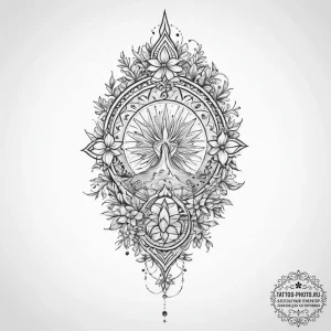 Tattoo sketch mystical spring - эскиз тату (№1756158209_0, 25.08.2025 21:43) — tattoo-photo.ru