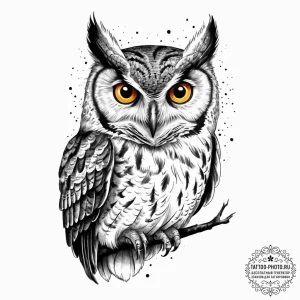 Tattoo sketch screech owl, tattoo drawing out... - эскиз тату (№1756158615_0, 25.08.2025 21:50) — tattoo-photo.ru